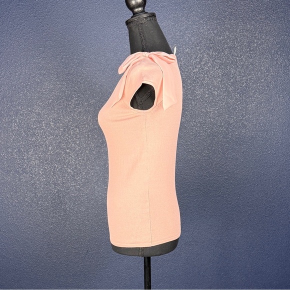 Max Studio Pink Fitted Blouse with Tie at Shoulder, Size XS - Picture 3 of 7